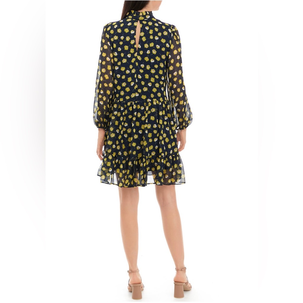 NWOT Maison Tara Drop Waist Navy with Lemon Daisy Dress - Picture 3 of 4